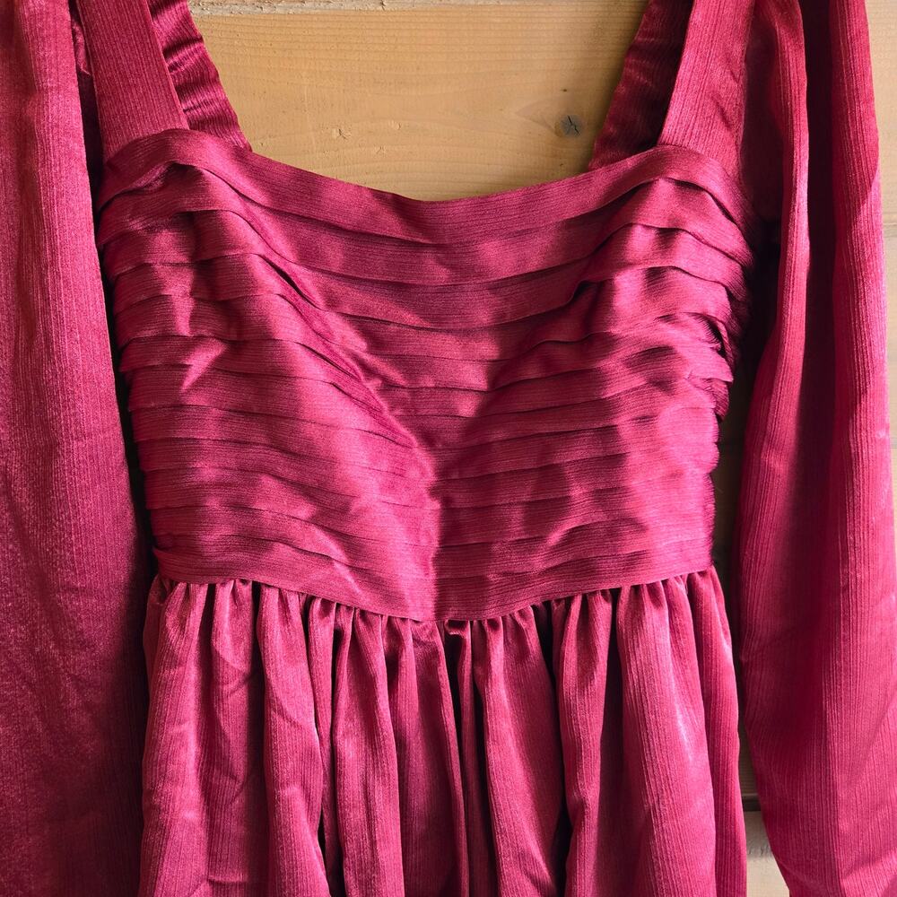 Abercrombie & Fitch Emerson Bubble Hem Satin Mini Dress Cocktail Red Medium - Picture 5 of 7